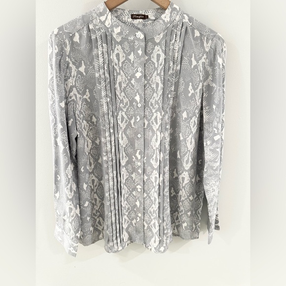 J. McLaughlin Snake Print Silk Blouse Gray Size Large - Picture 5 of 7